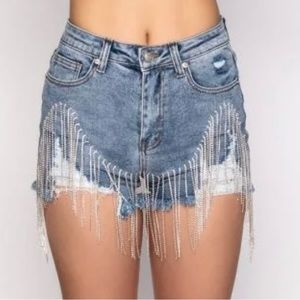 Akira Rhinestone Denim Shorts